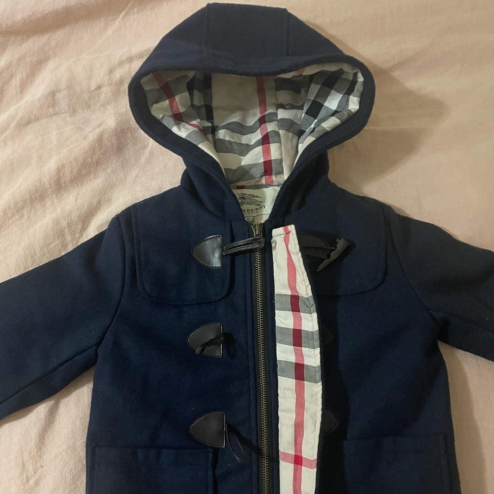 NWT Burberry Kids Blue Pea Coat - Size 4T